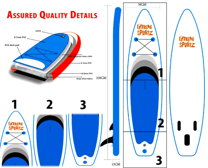 : 10.6 ft Inflatable Paddle Board with all accessories and 3 fins